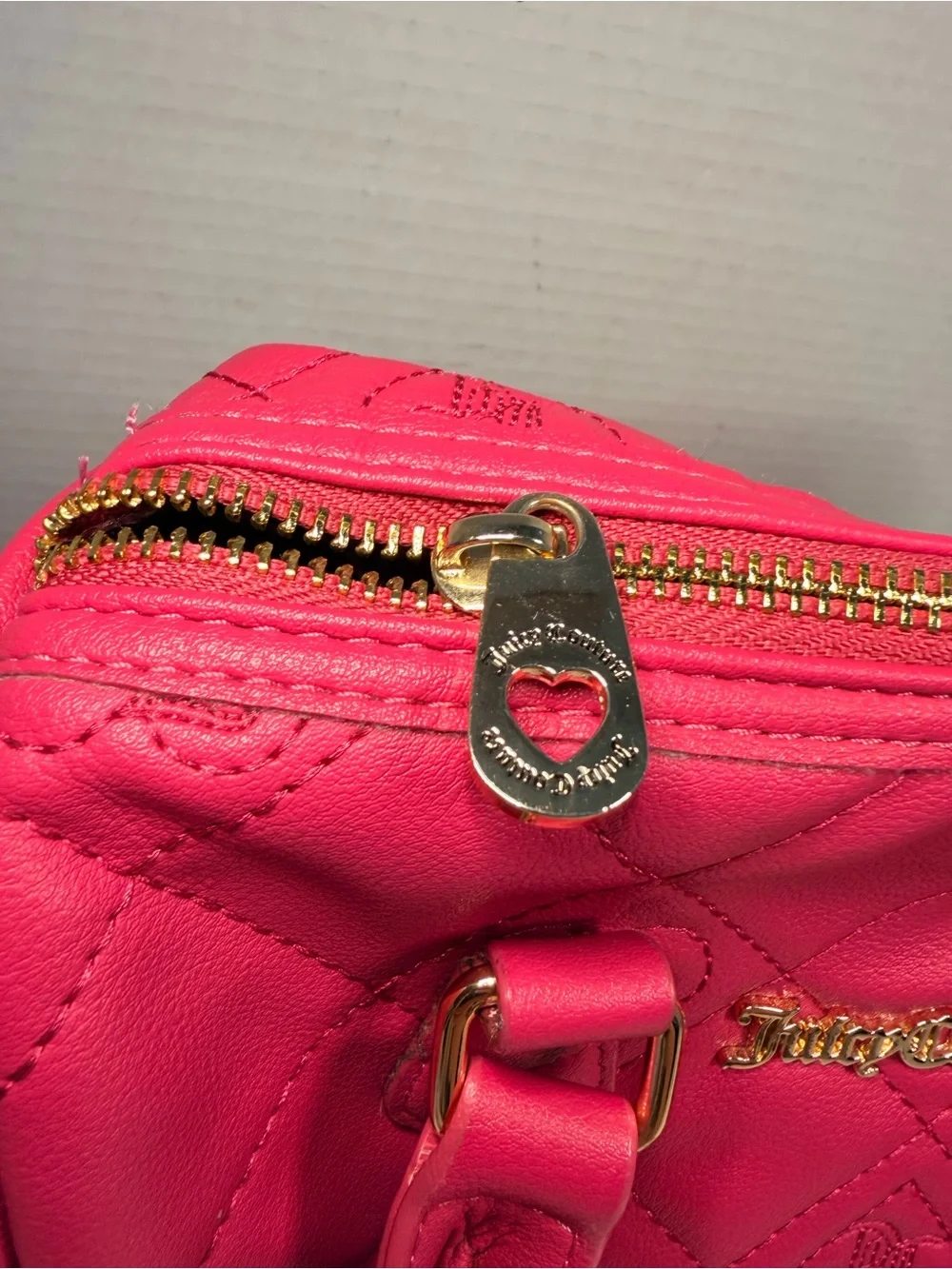 Juicy Couture Hot Pink Quilted Barrel Satchel Crossbody Bag